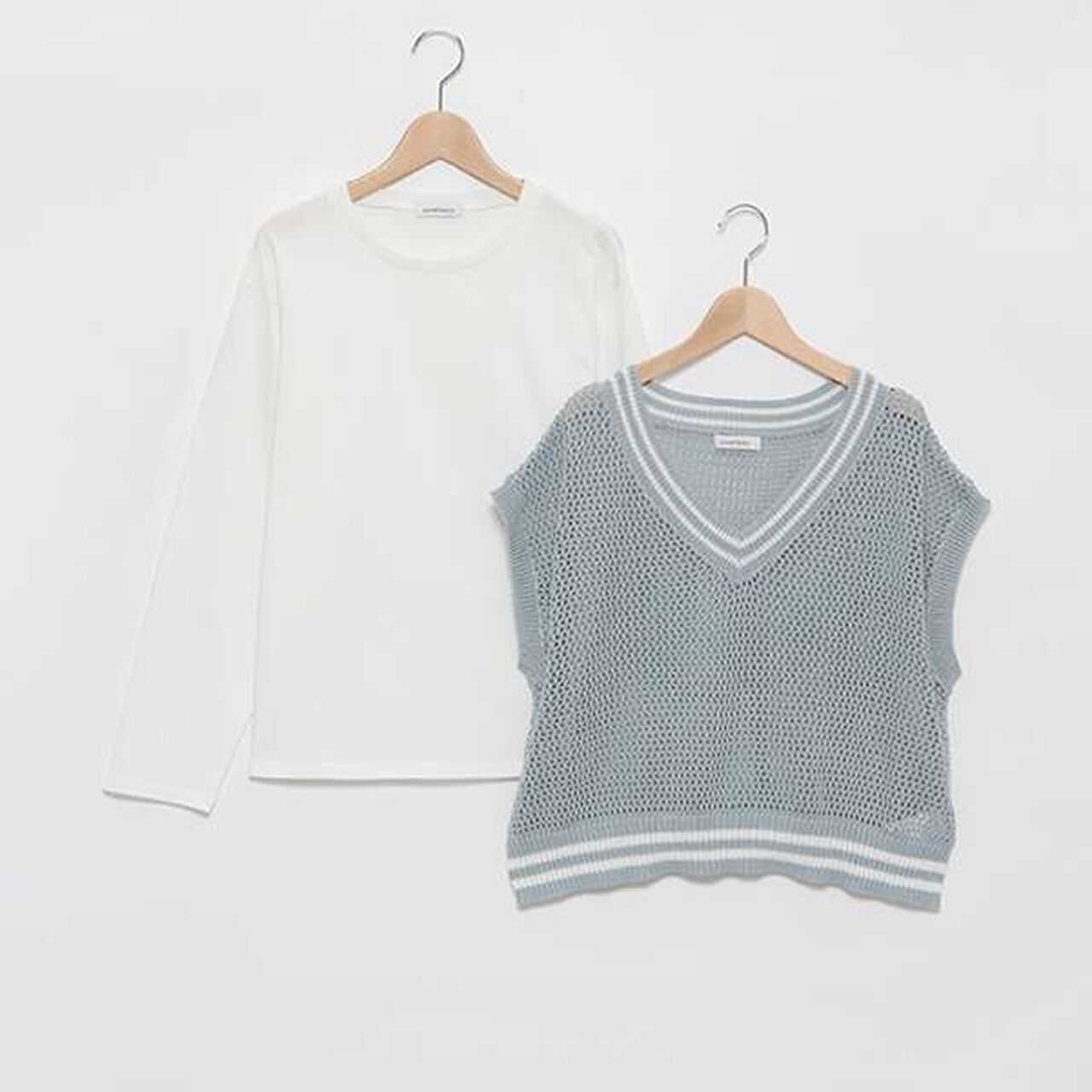 Mesh Knit Vest with Inner Lining,Black, large image number 12