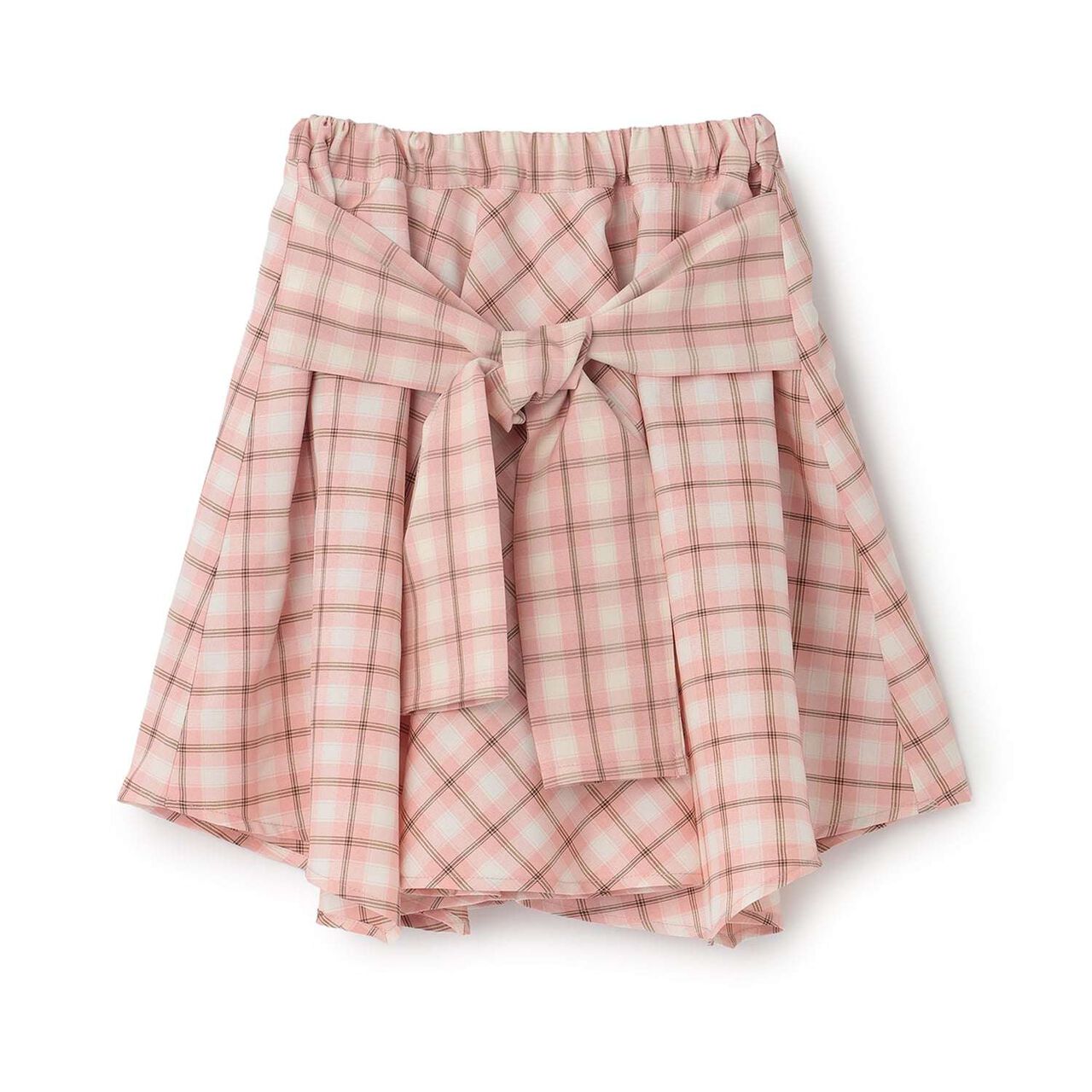 Gathered Check Shirt-Style Skirt with Inner Shorts [Kids Girls],Red, large image number 1