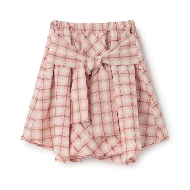 Gathered Check Shirt-Style Skirt with Inner Shorts [Kids Girls],Red, medium image number 1