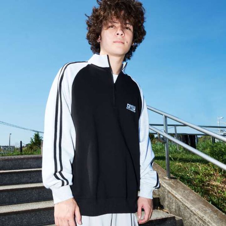 Anti-Pill Durable Raglan Half-Zip Pullover,Black, medium image number 0