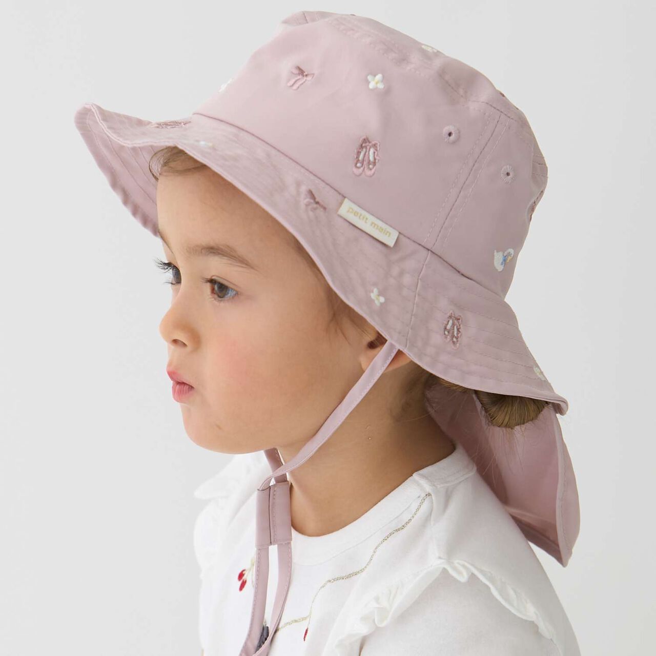 [Heat-Resistant] Embroidered Bucket Hat,Light pink, large image number 5