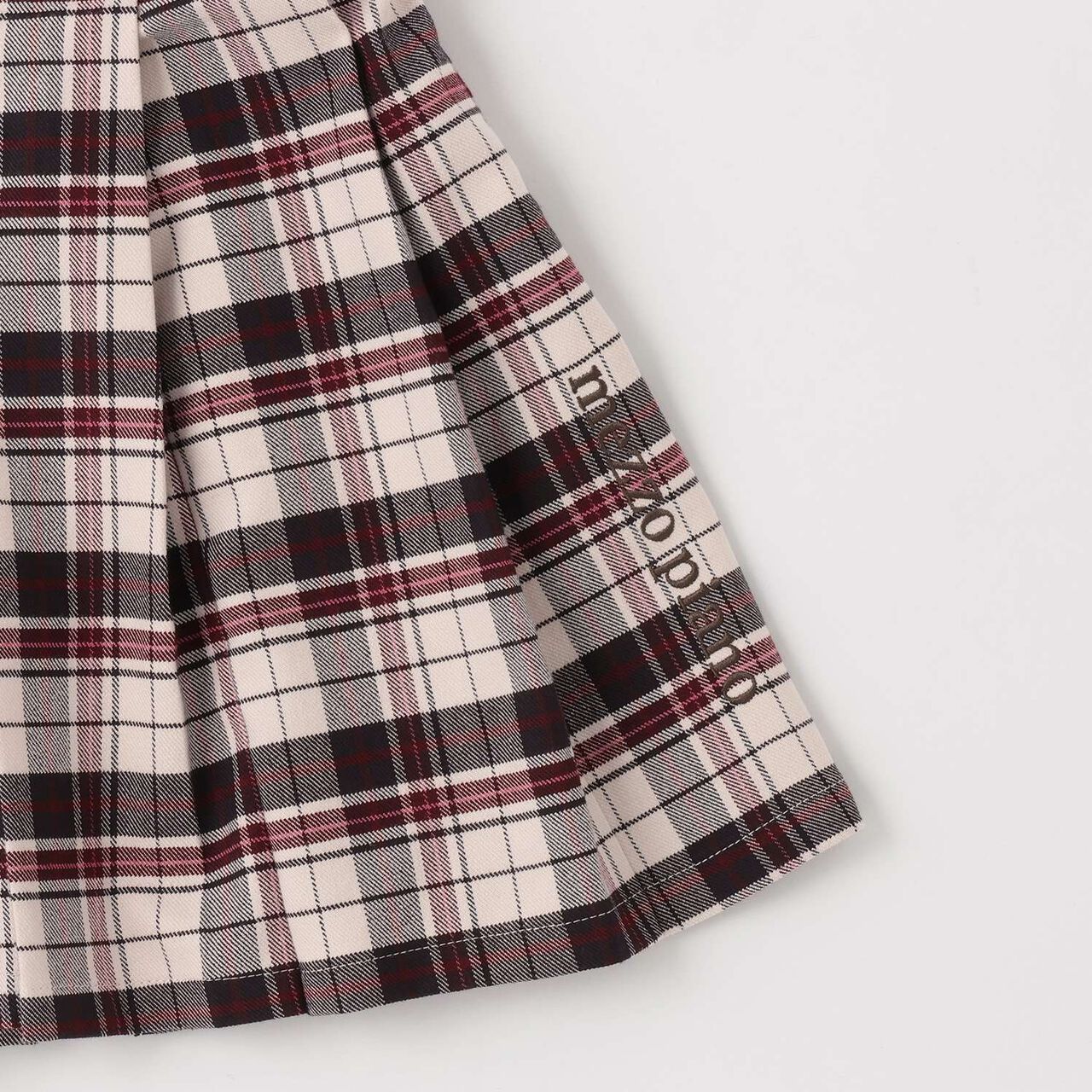 Check Pleats Culotte Skirt with Side Belt,Beige, large image number 5