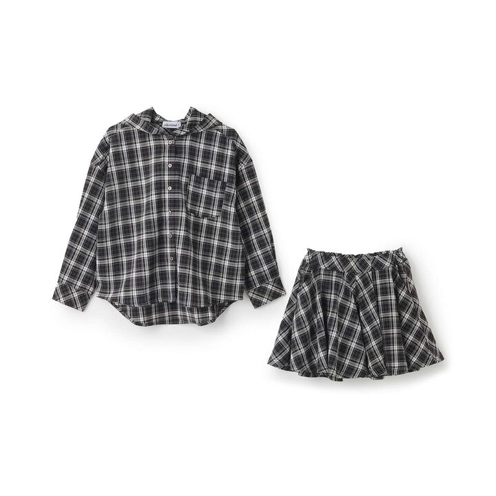 Shirt Parka & Skirt Outfit Set,Black, medium image number 2