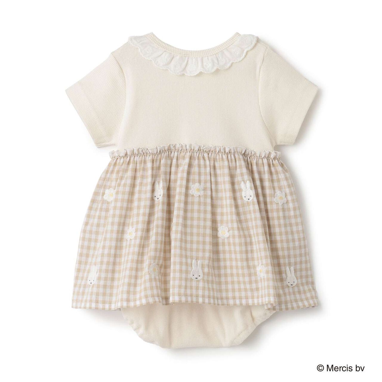 [miffy] Embroidered Floral Romper,Blue, large image number 1