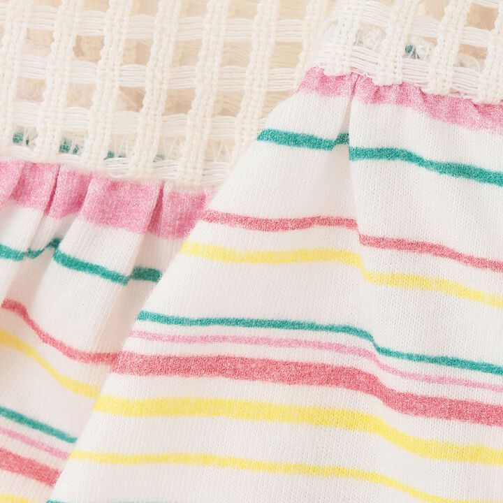 Mesh & Stripe Pattern Vest with Mimi-chan Knit Motif,Blue, medium image number 4