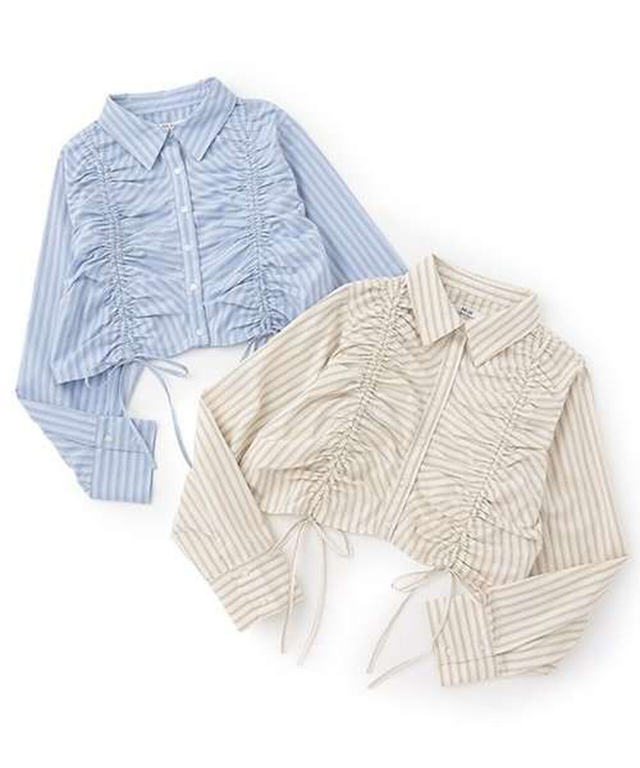 Shirred Ribbon Blouse,Beige, large image number 5