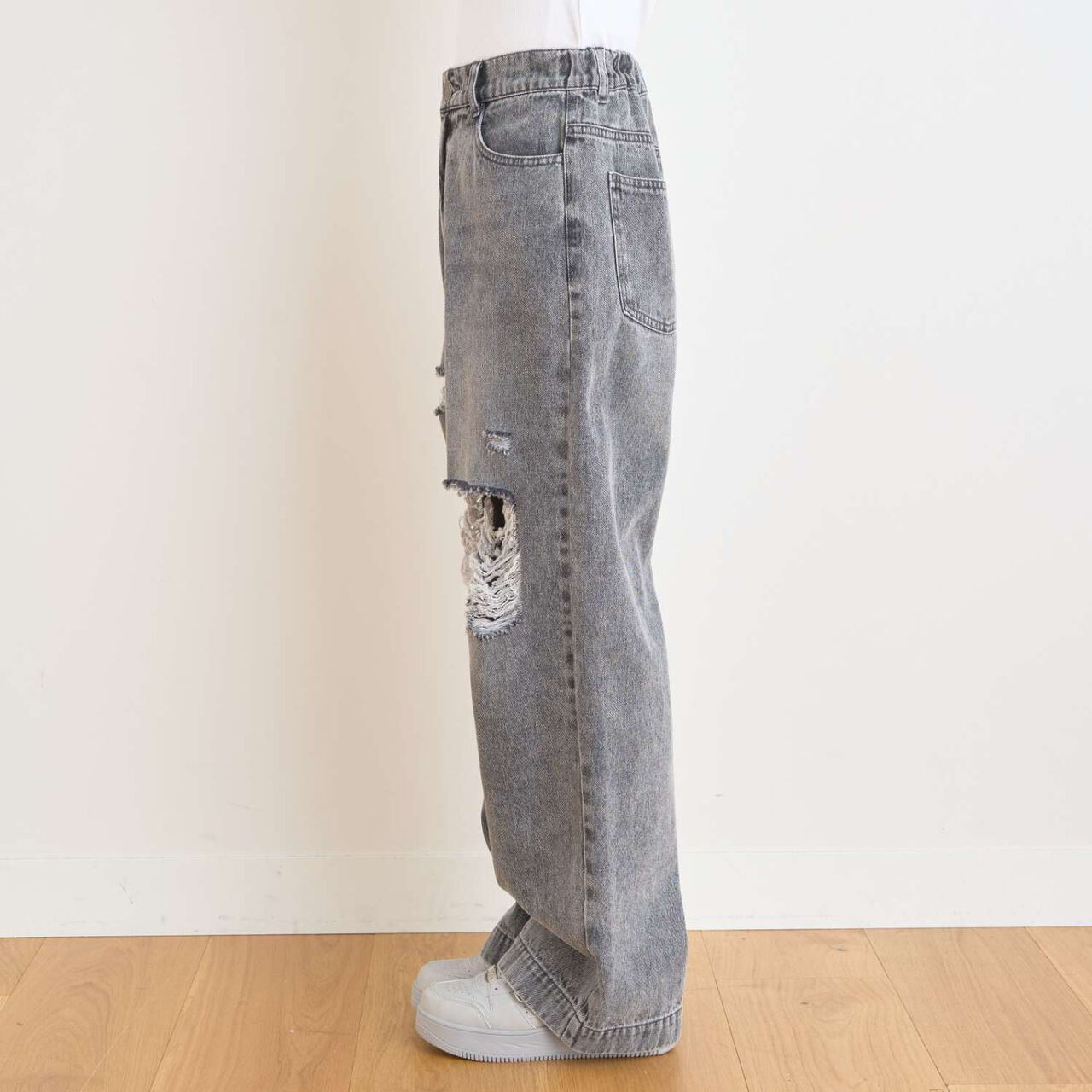 [LTXC/Cool Touch] Distressed Denim Wide Pants,Gray, large image number 13