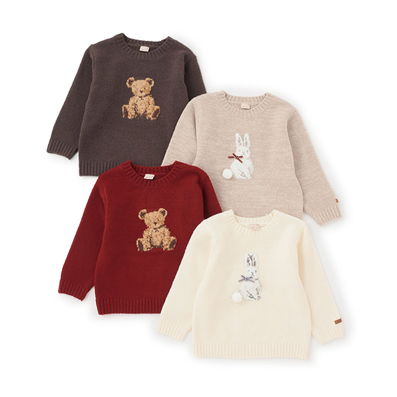 [Matching/Fluffy and Soft] Animal Knitwear (Kids Size),Ivory, large image number 8