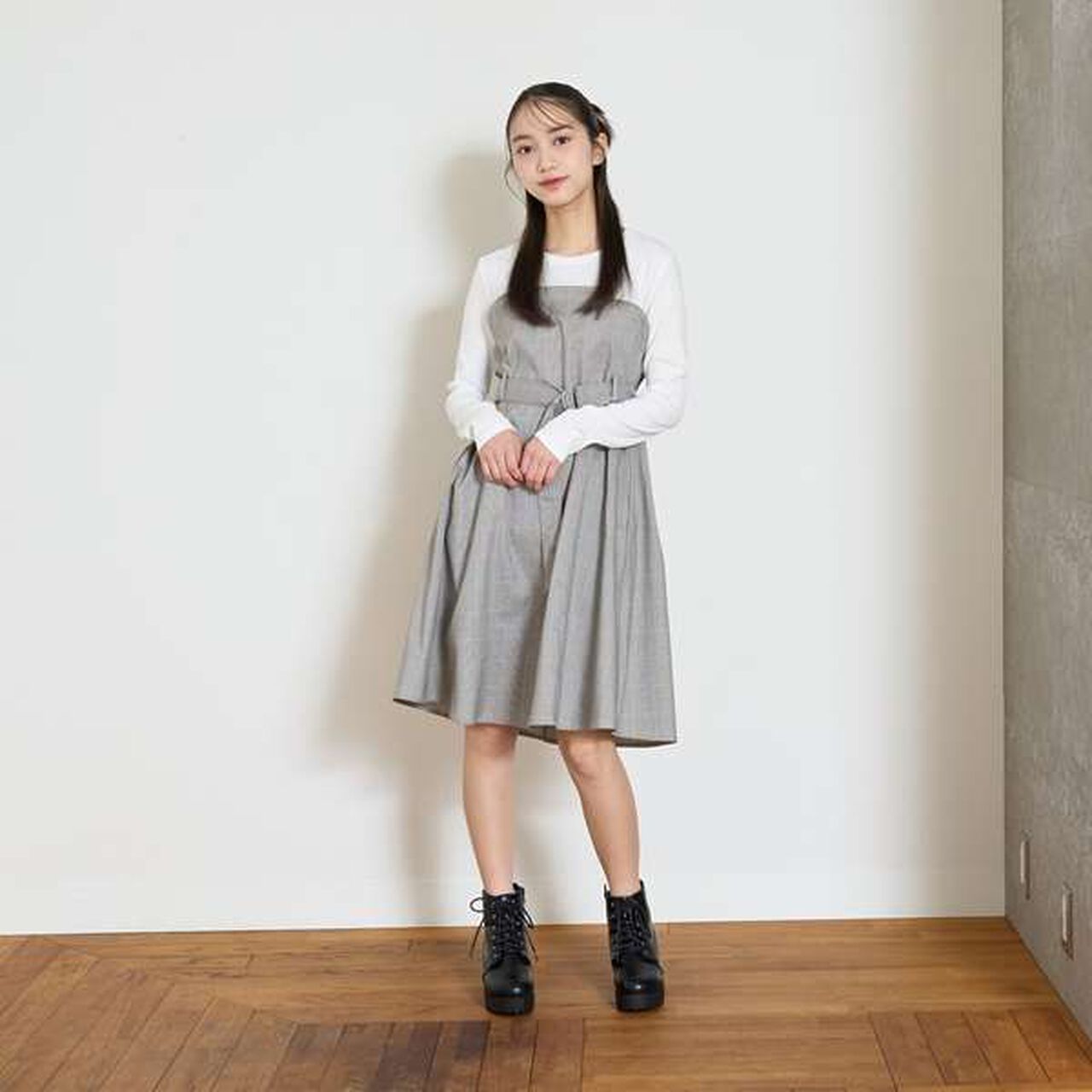 Layered One-Piece Dress,Gray, large image number 0