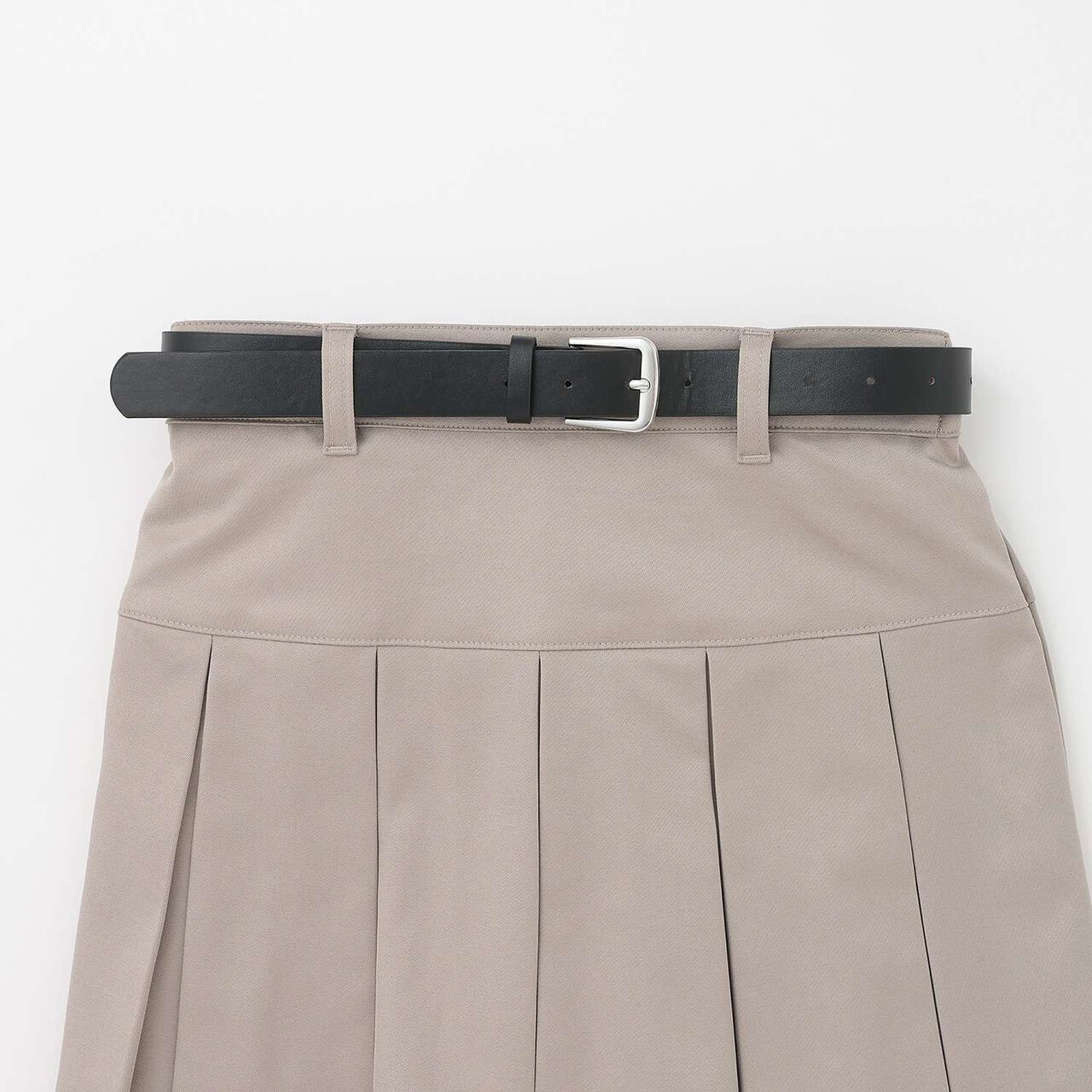 [Easy Care] Pleated Skirt with Belt,Black, large image number 19