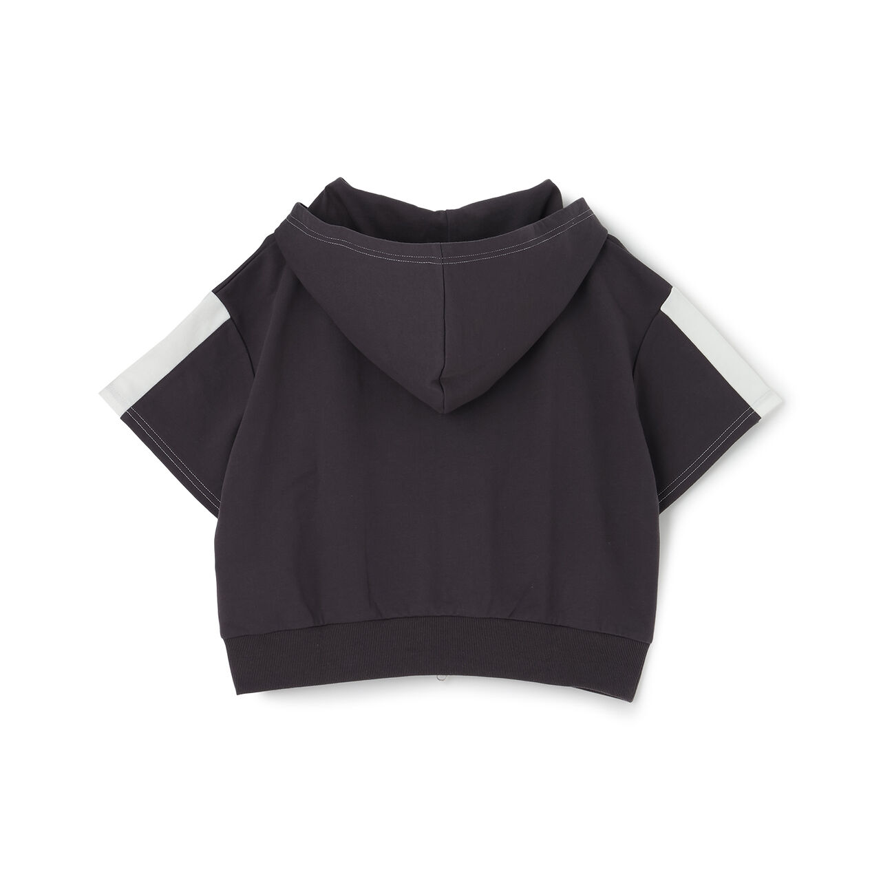 Double ZIP Mini French Terry Short-Sleeve Hoodie,Off white, large image number 1