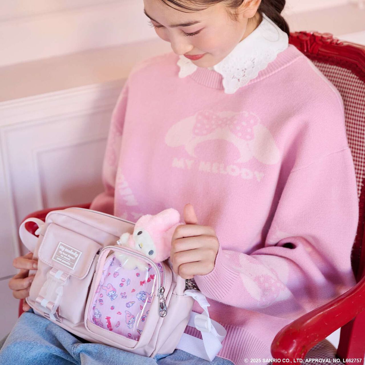 My Melody / Kuromi Casual Shoulder Bag,Light pink, large image number 0
