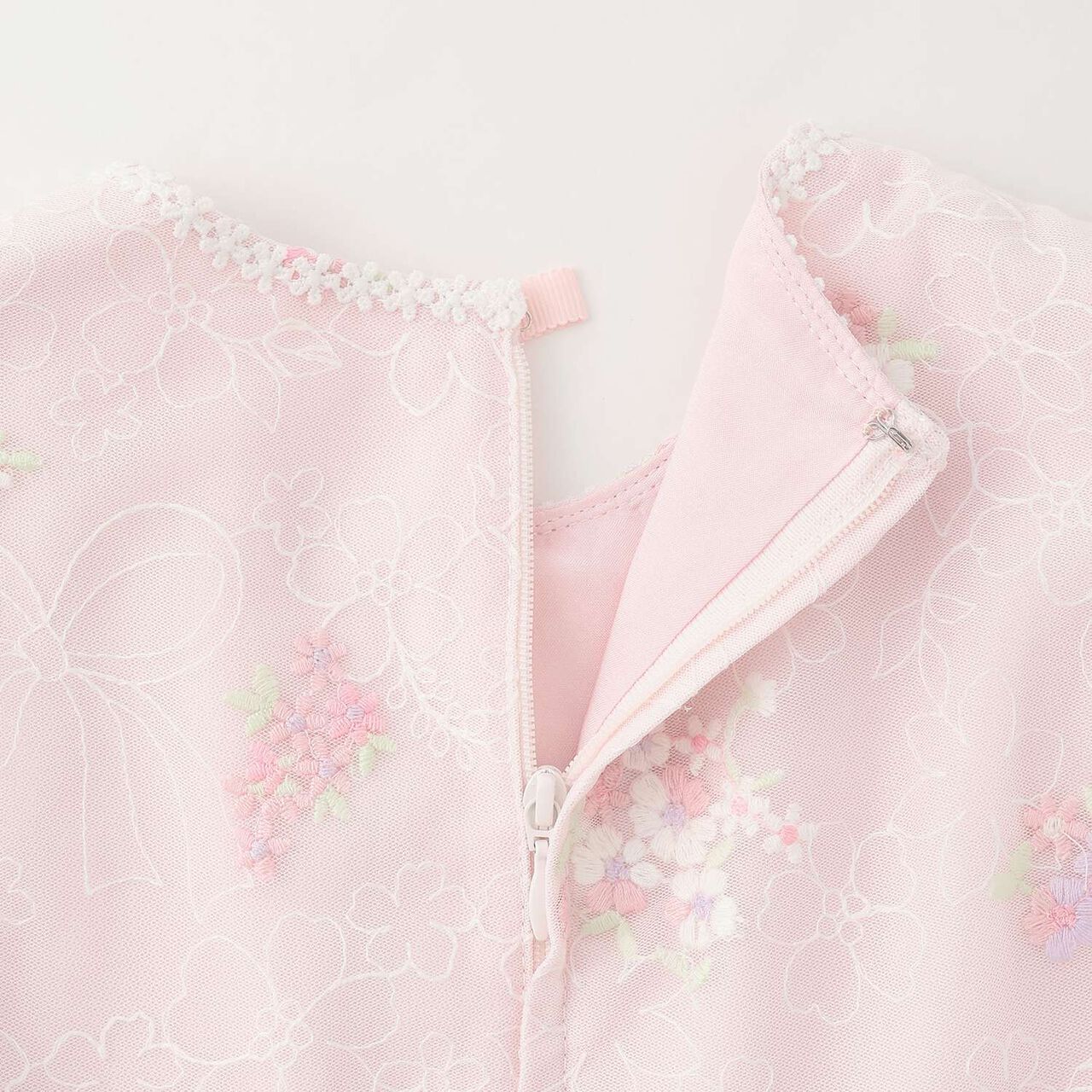 Flower Embroidery Tulle Lace One-Piece Dress,Light pink, large image number 7