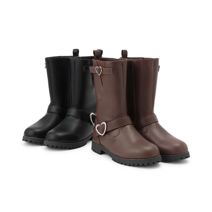 Heart Buckle Engineer Boots,Dark brown, medium image number 7