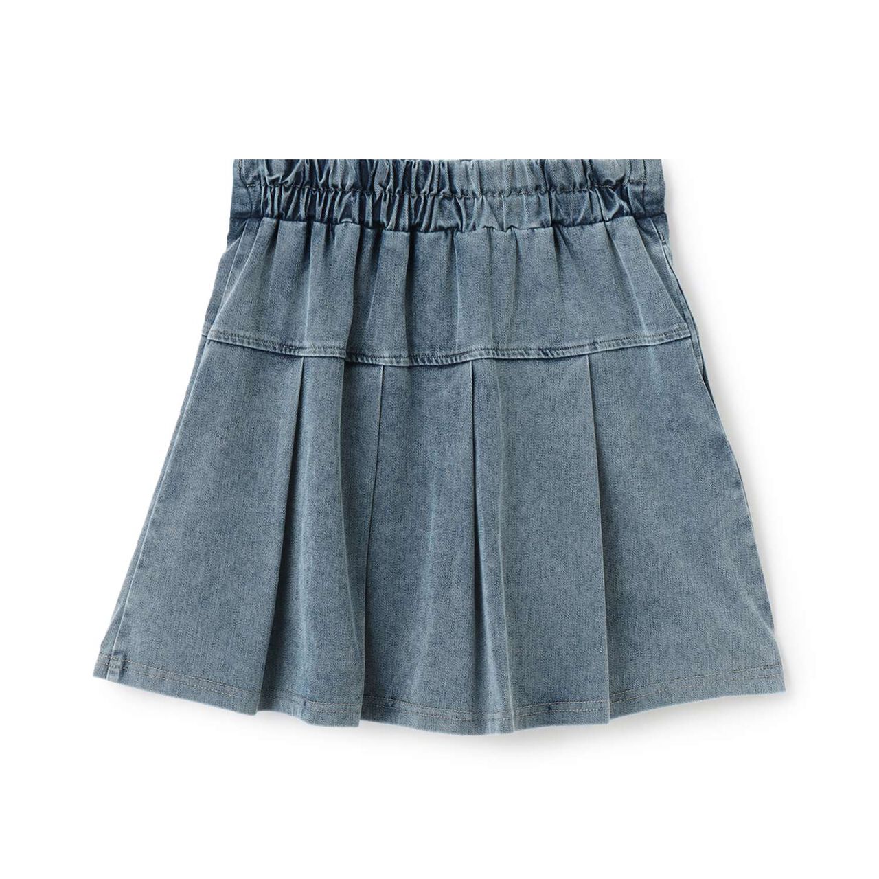 Denim-Like Cut Pleated Skirt,Gray, large image number 7