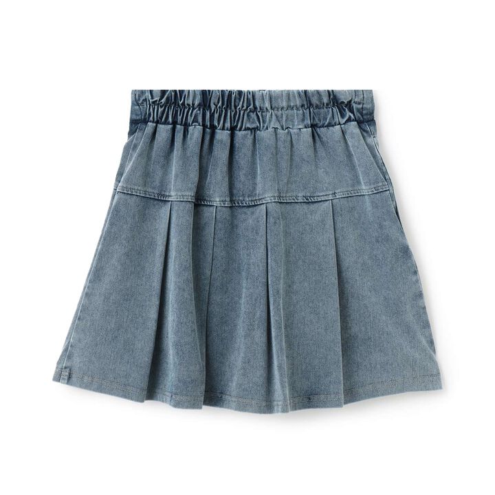 Denim-Like Cut Pleated Skirt,Gray, medium image number 7
