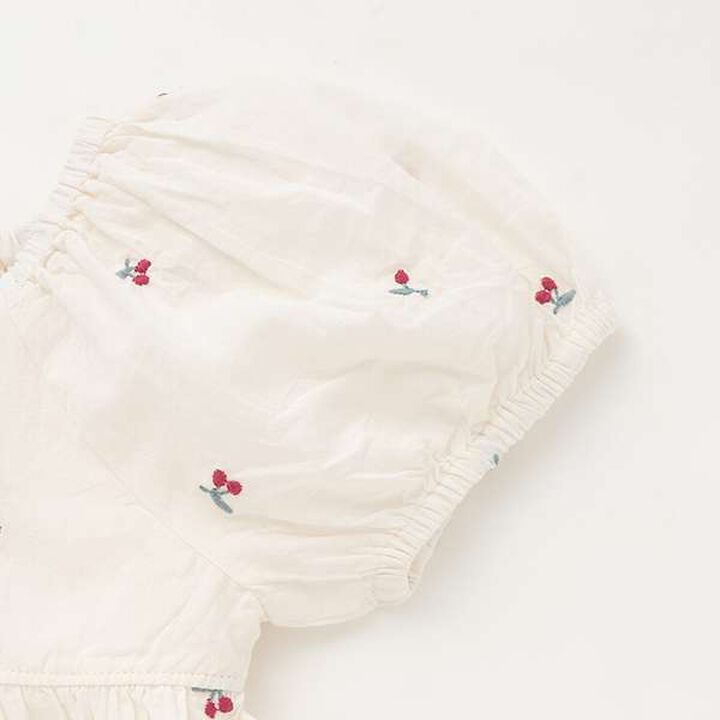 Cherry Embroidery Puff Blouse,Ivory, medium image number 9