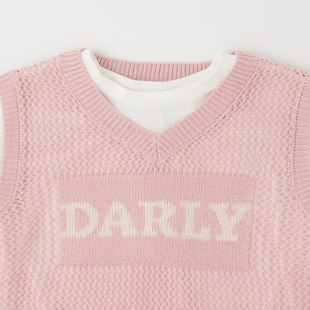 Washable Mesh Knit Vest + Short Sleeve T-Shirt,Sax blue, large image number 3