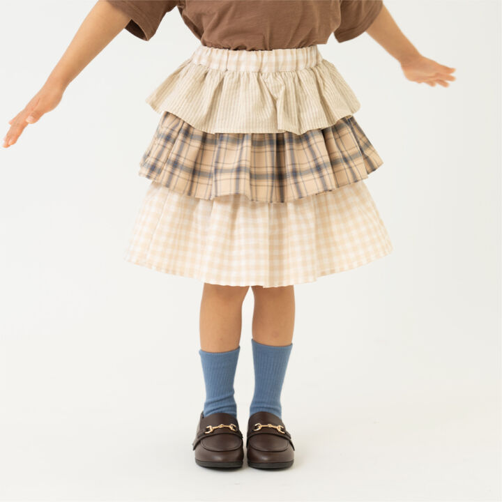 Peplum Frill Skirt with Inner Shorts,Beige, medium image number 0