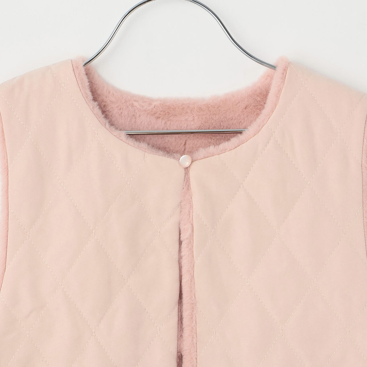 [Reversible] Faux Fur & Quilted Vest,Off white, large image number 9