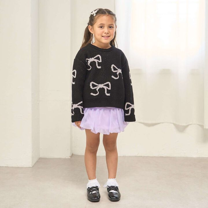 Short Lame Ribbon Sweater,Sax blue, medium image number 18