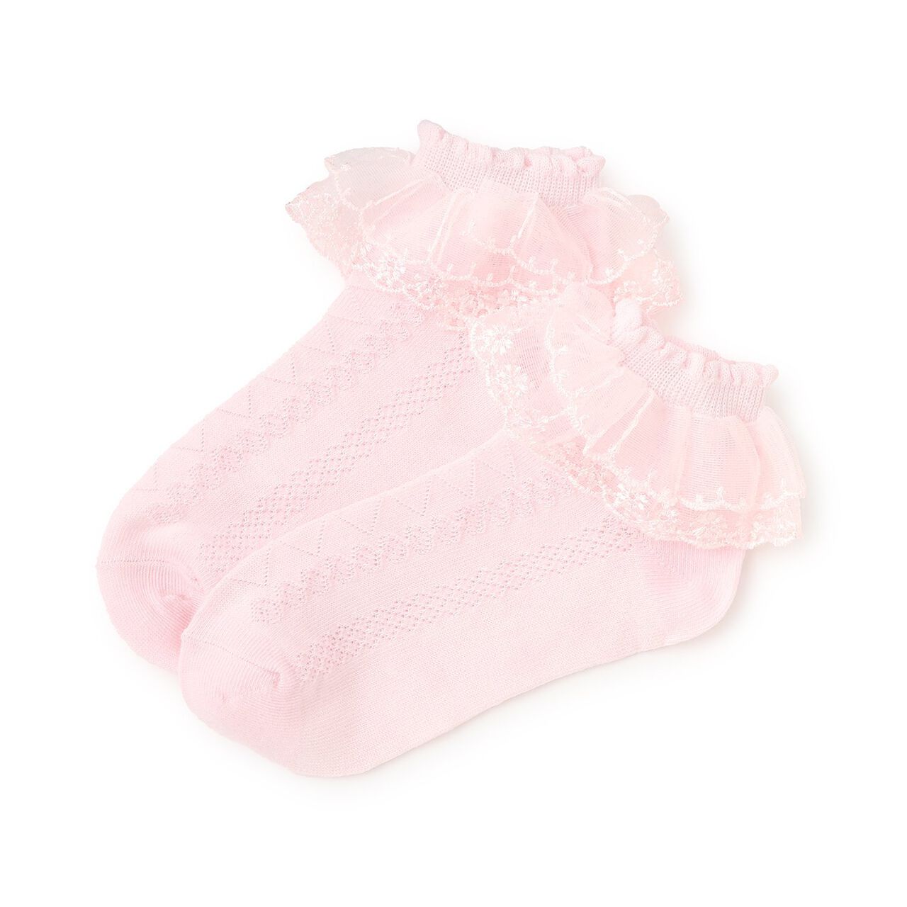 Lace-Trimmed Socks,Pink, large image number 3