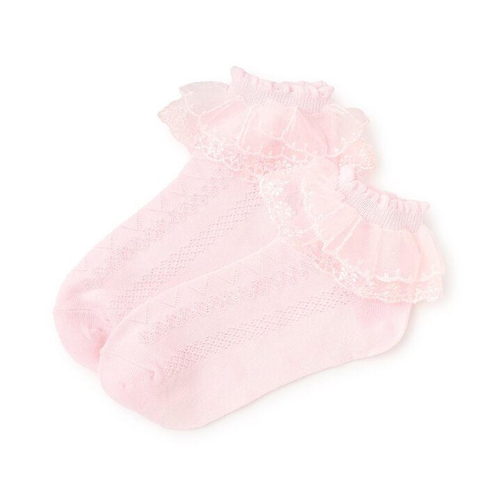 Lace-Trimmed Socks,Pink, medium image number 3