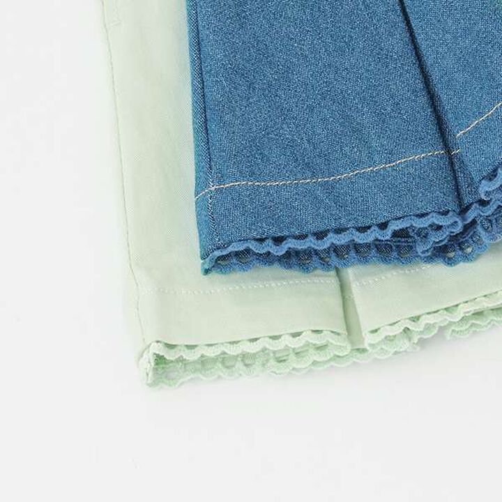 Wide Belt Box Pleats Skirt with Shorts,Mint, medium image number 7