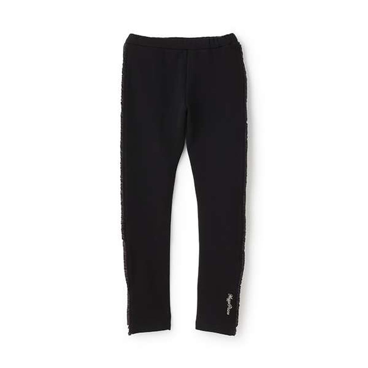 Warm Leggings with Side Frills,Black, large image number 0