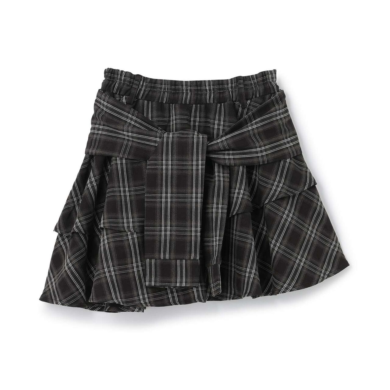 [LTXC] Checkered Wrap-Around Hem Culottes,Black, large image number 9