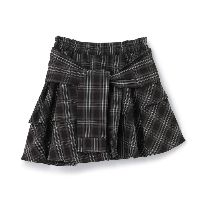 [LTXC] Checkered Wrap-Around Hem Culottes,Black, medium image number 9