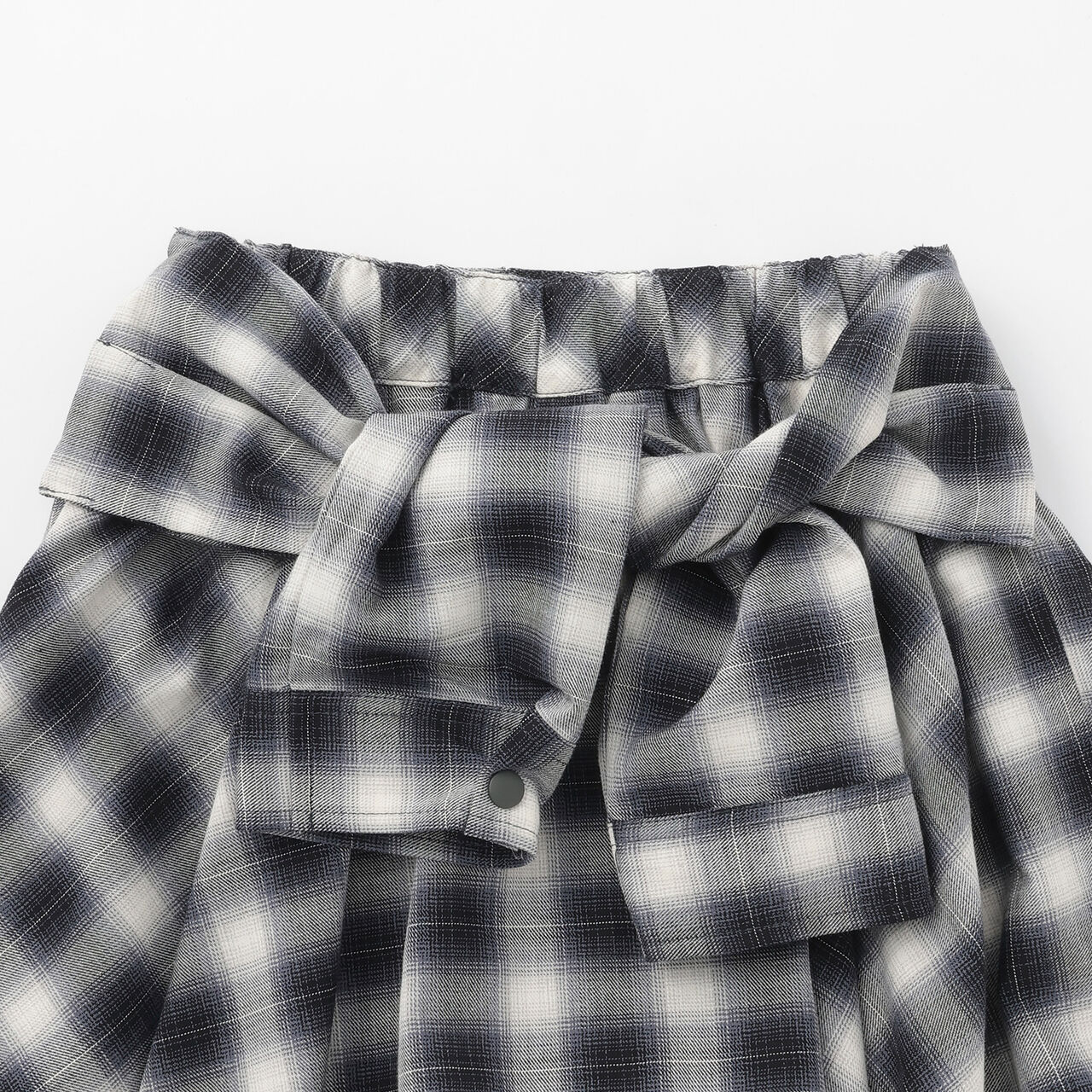 Checkered Asymmetrical Skirt,Black, large image number 5