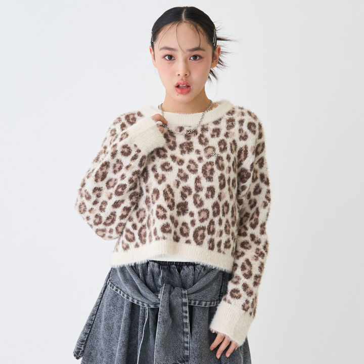 Inner Lined Shaggy Black Cropped Knit,, medium