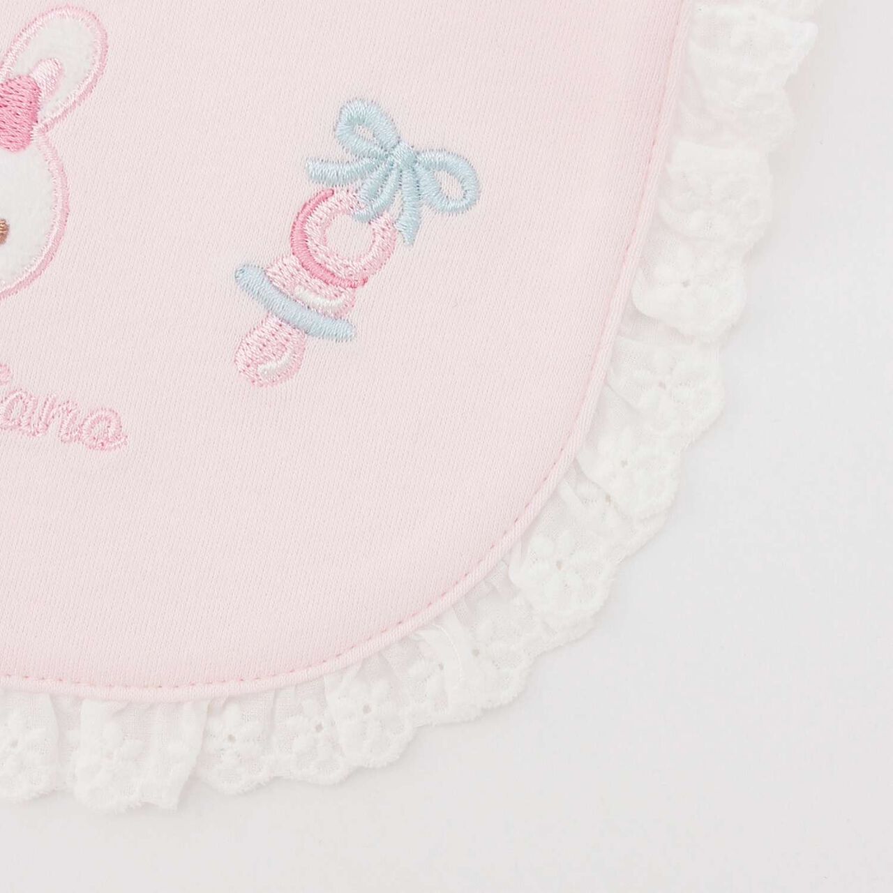 Rabbit Embroidery Bib,Off white, large image number 3