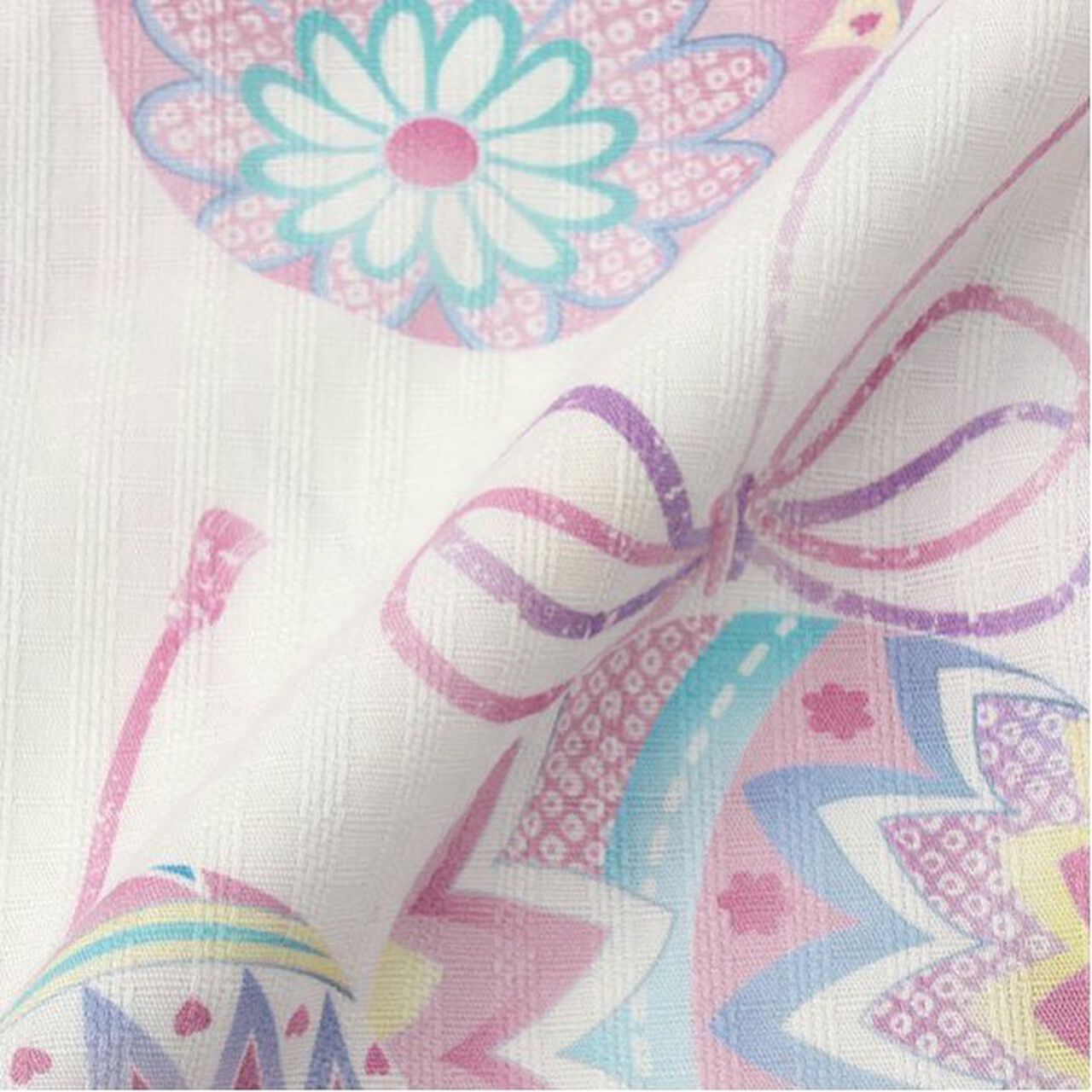 Temari Flower Pattern Yukata Dress,Off white, large image number 6