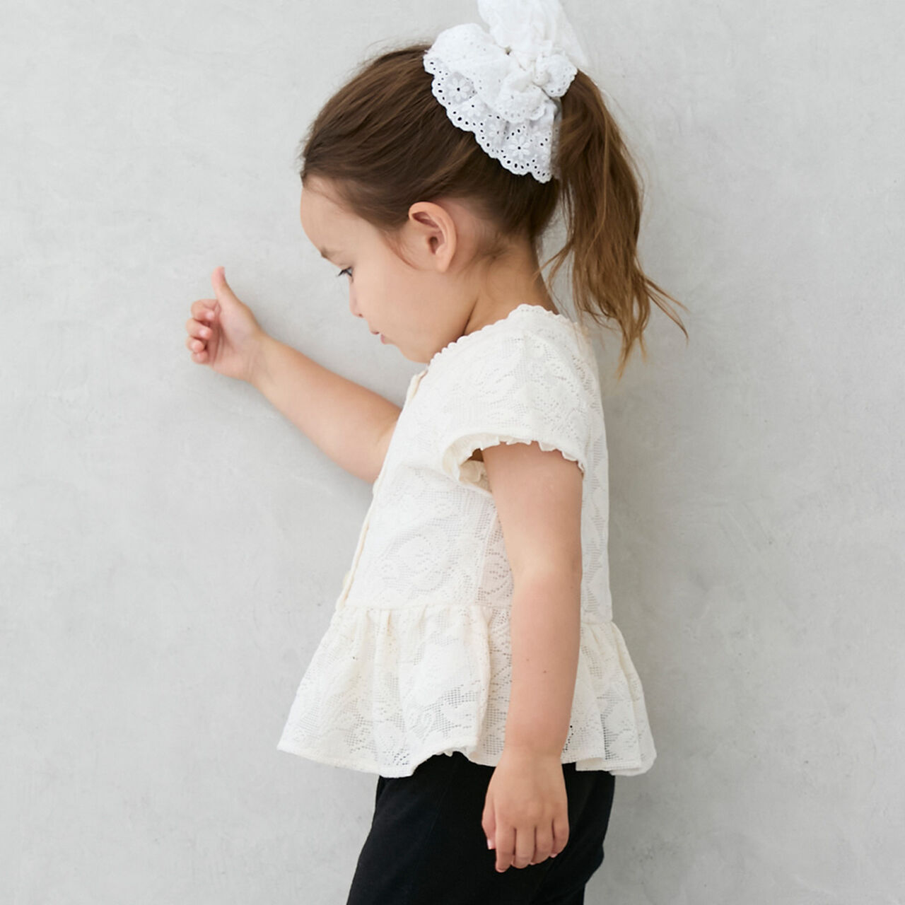 [Link] Lace Cardigan (Kids Size),Light beige, large image number 1