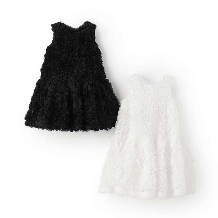 Flower Tape Frill Dress,Off white, medium image number 8