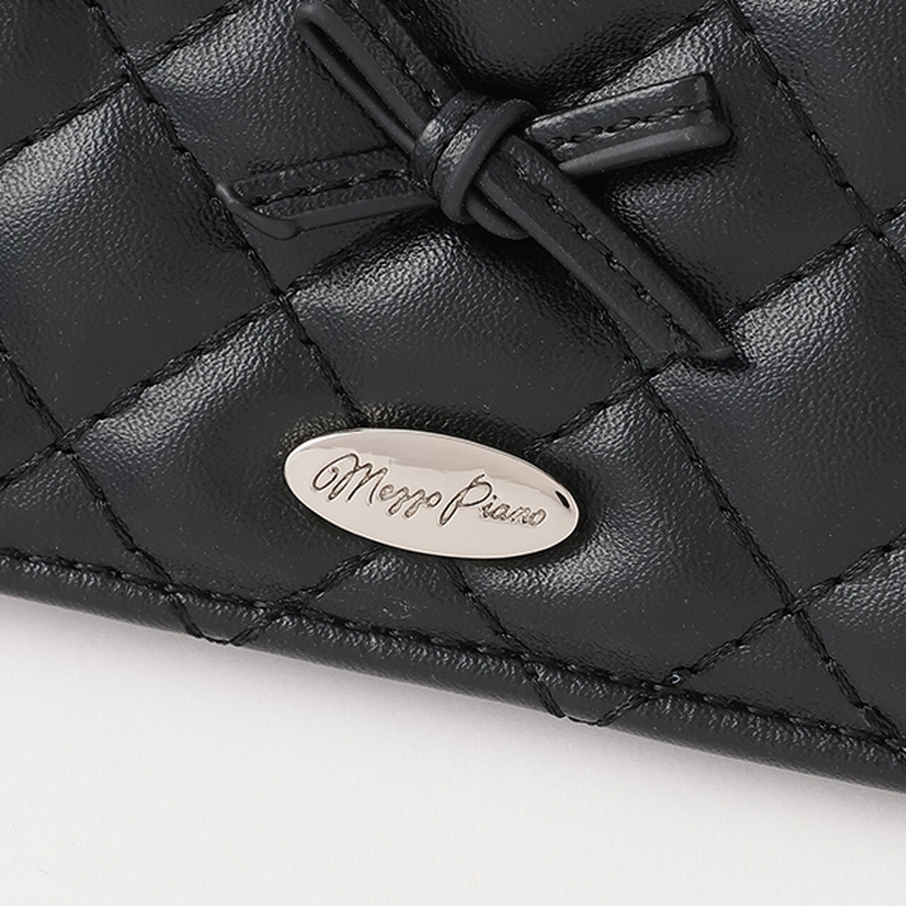 Ribbon &times; Sparkling Rhinestone Card Holder,Black, large image number 4