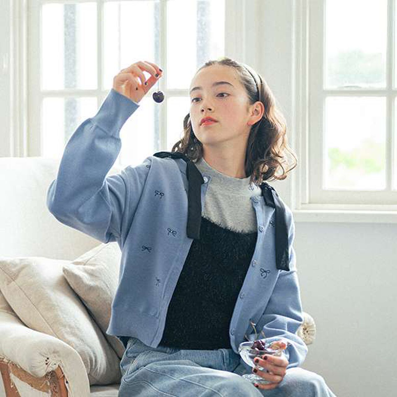 Shaggy Camisole + Ribbed Top Set,Blue, large image number 10