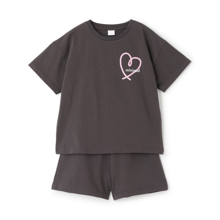 [100% Cotton] Spray Back Print Short Sleeve T-Shirt Outfit Set,Charcoal gray, medium image number 0