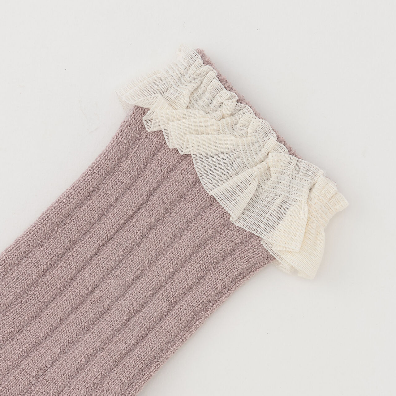 Tulle Frill Knee-High Socks,Mocha tea, large image number 1