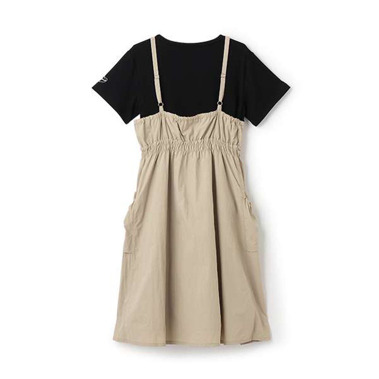 Gathered Camisole One-Piece Dress + T-Shirt Set,Beige, large image number 18