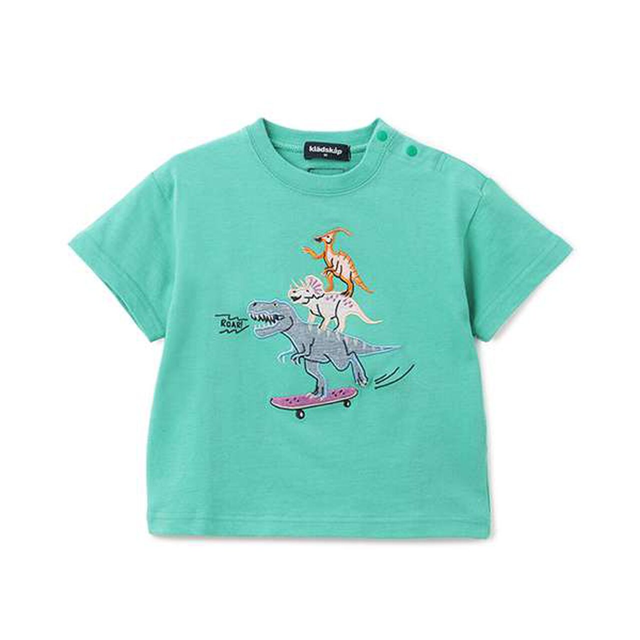 Skateboard Dinosaur Short Sleeve T-Shirt,Khaki, large image number 0