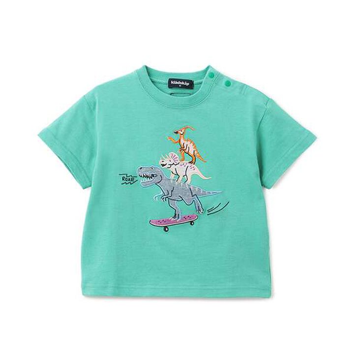 Skateboard Dinosaur Short Sleeve T-Shirt,Khaki, medium image number 0