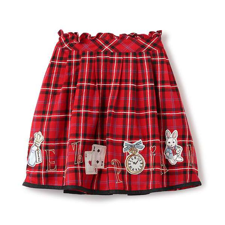 Alice Motif Check Skirt,Red, medium image number 0