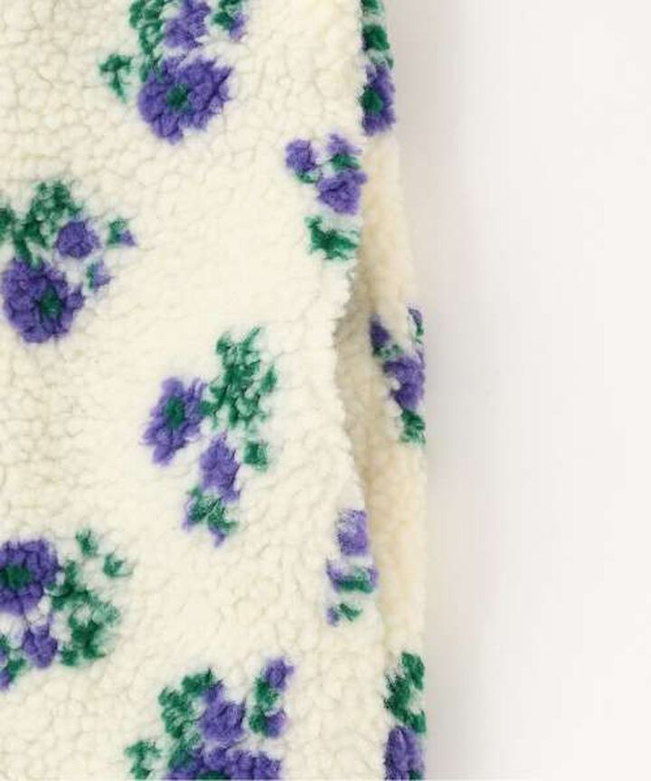 Patterned Boa Bomber Jacket [Korean Fashion],Beige, medium image number 8