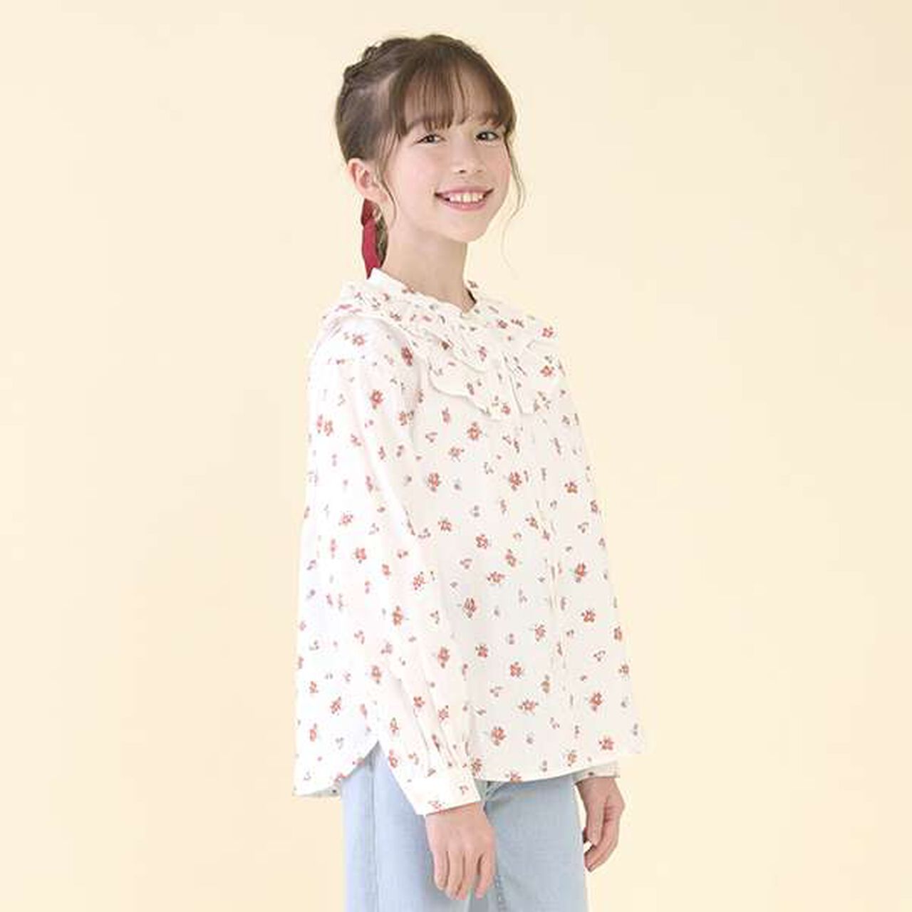 [Link] Frill Collar Blouse (Junior),Red, large image number 4