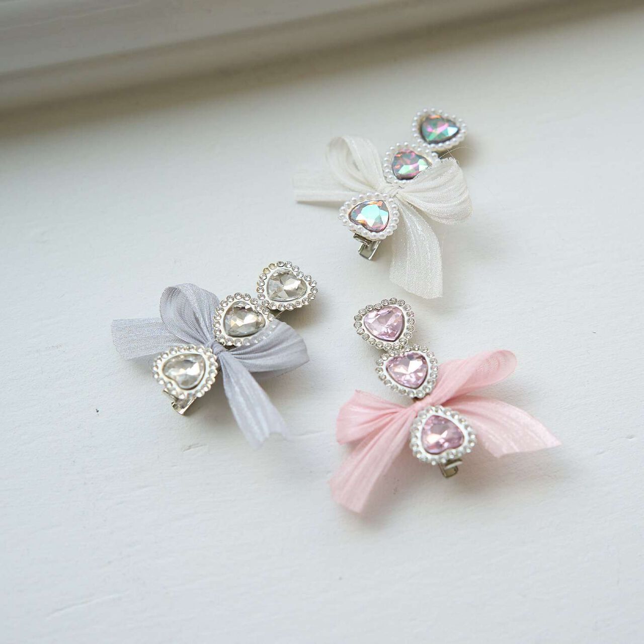 Sparkling Hair Clip with Ribbon,Pink, large image number 9