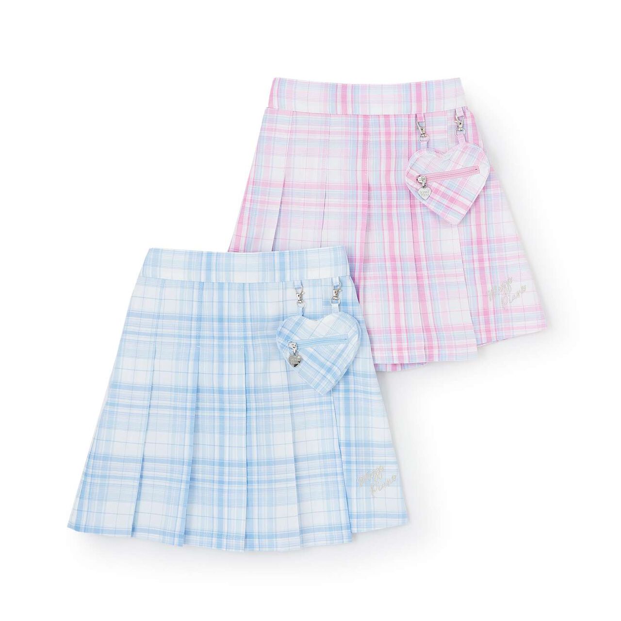 Heart Pouch Wrap-Style Checkered Culotte Skirt,Pink, large image number 14