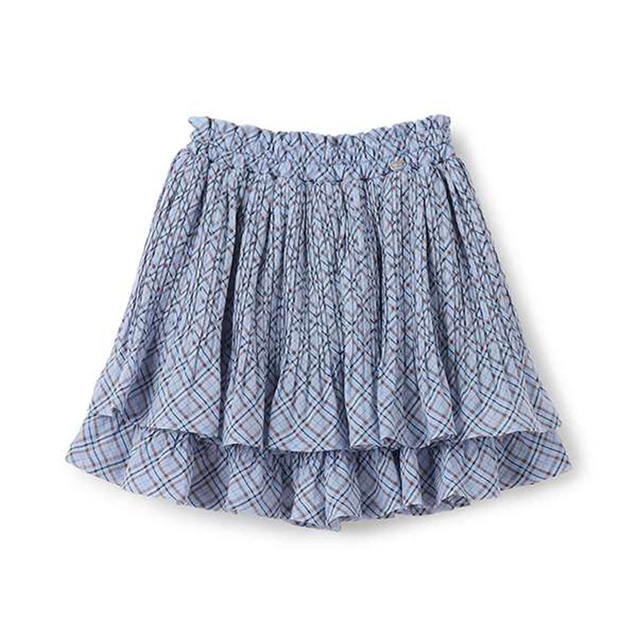 Sheer Check Random Pleated Skirt-Pants,Light gray, large image number 8